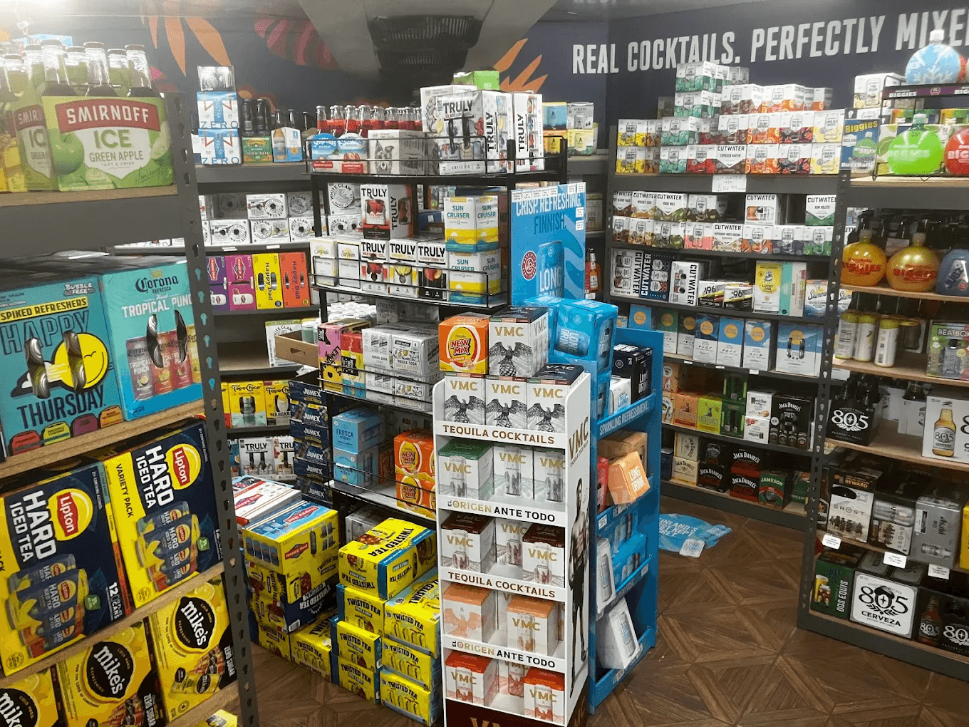 Ready-to-drink cocktail section inside AP Liquor